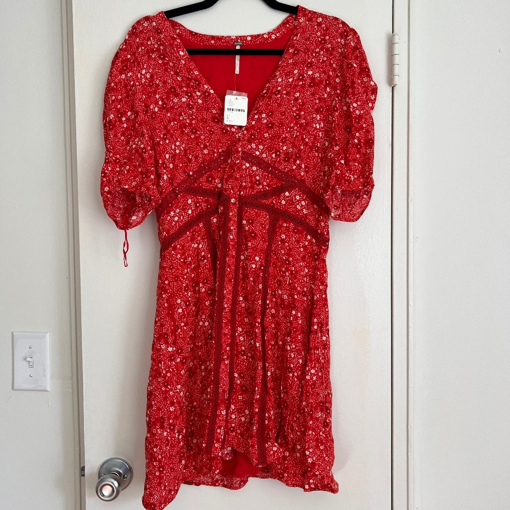 Free People Piece of Your Heart Mini Dress in Red